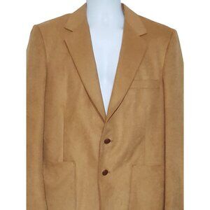 Farah WFF Designer Series Vintage Men's Ultrasuede Sport Coat Blazer Camel  40 R